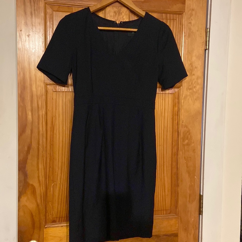 Navy 100% wool J Crew suiting dress